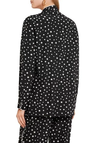 Shop Dolce & Gabbana Pussy-bow Polka-dot Stretch-silk Crepe De Chine Blouse