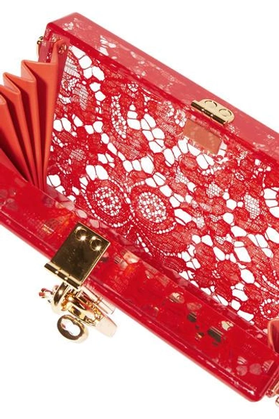 Shop Dolce & Gabbana Lace And Perspex Box Clutch