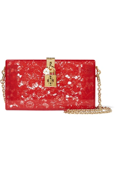 Dolce & Gabbana Woman Lace Perspex Clutch Red