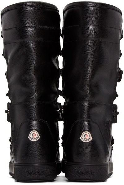 Shop Moncler Black Leather Laetitia Boots