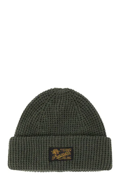 Polo Ralph Lauren Logo Patch Ribbed Beanie In Green