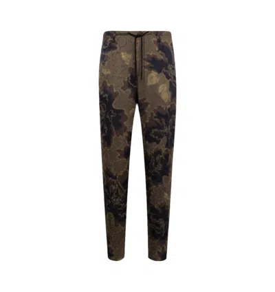 Dries Van Noten Men's Floral Jacquard Drawstring Pants In 703 Brown
