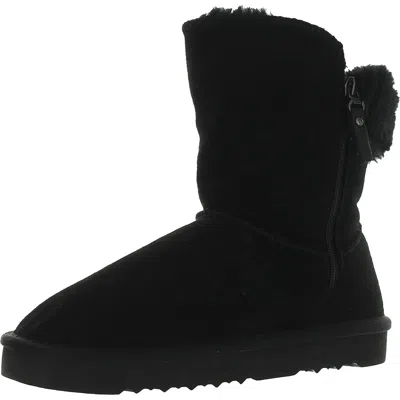 Style & Co Womens Suede Cold Weather Shearling Boots In Black