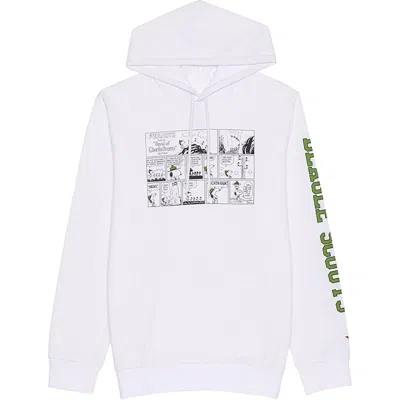 Peanuts Womens Cotton Blend Fleece Hooded Sweatshirt In White