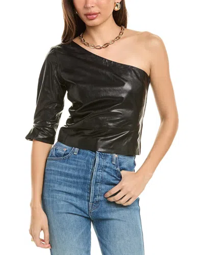 Iro Ameda Leather Top In Black