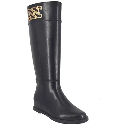 Impo Reiley Womens Faux Leather Zip Up Knee-high Boots In Black