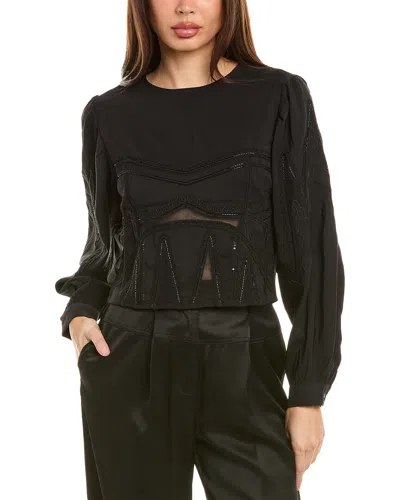 Iro Decorative-stitching Cropped Blouse In Black