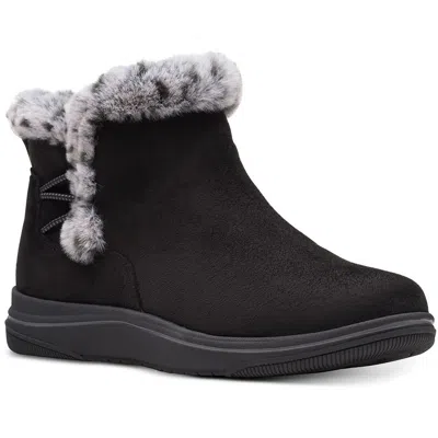 Cloudsteppers By Clarks Breeze Fur Womens Faux Fur Lined Ankle Boots In Black