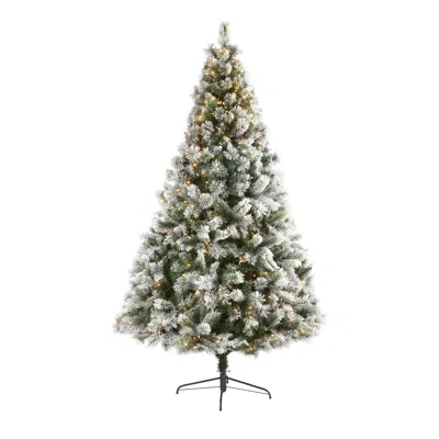 Homplanti 8' Flocked Oregon Pine Xmas Tree W/500 Lights And 1172 Tips