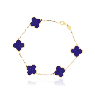 The Lovery Large Lapis Clover Bracelet In Blue