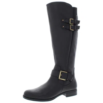 Naturalizer Jessie Womens Leather Wide Calf Riding Boots In Black