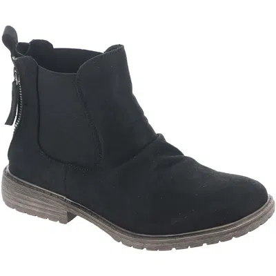 Very G Vienna Womens Faux Suede Double Zipper Ankle Boots In Black