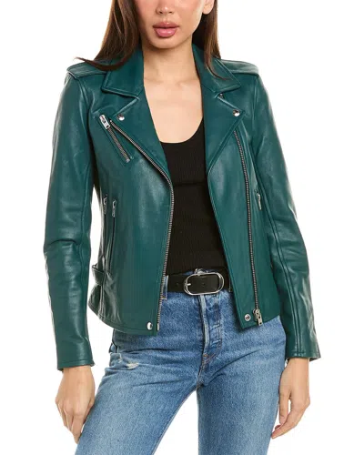 Iro Ashville Leather Moto Jacket In Blue