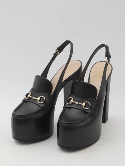 Gucci Mocassini Slingback Con Plateau E Morsetto In Black