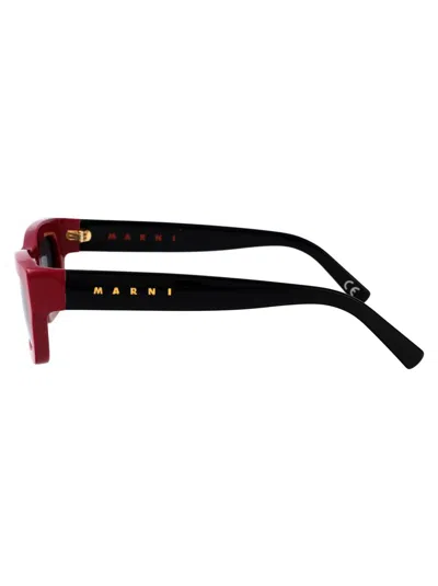 Marni Logo Acetate Rectangle Sunglasses In Falls Bordeaux
