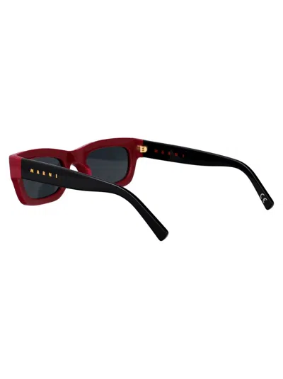 Marni Logo Acetate Rectangle Sunglasses In Falls Bordeaux