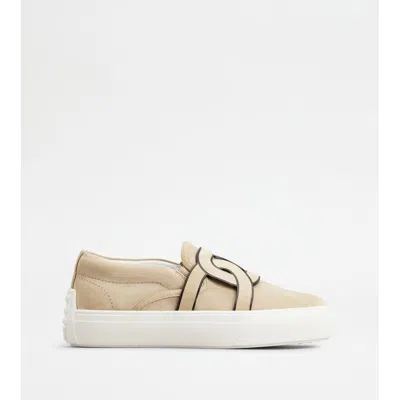 Tod's Kate Slip-ons In Suede In Beige