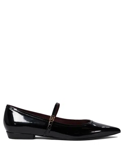 Tory Burch Black Ballet Shoes With Pointed Toe And Double T Motif In Black