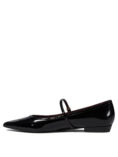 Tory Burch Black Ballet Shoes With Pointed Toe And Double T Motif In Black