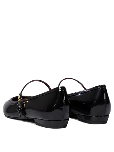 Tory Burch Black Ballet Shoes With Pointed Toe And Double T Motif In Black