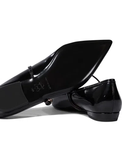 Tory Burch Black Ballet Shoes With Pointed Toe And Double T Motif In Black
