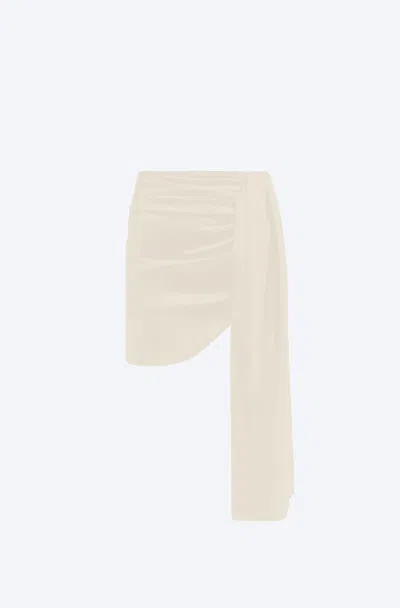Lapointe Stretch Faux Leather Drape Mini Skirt In Sand