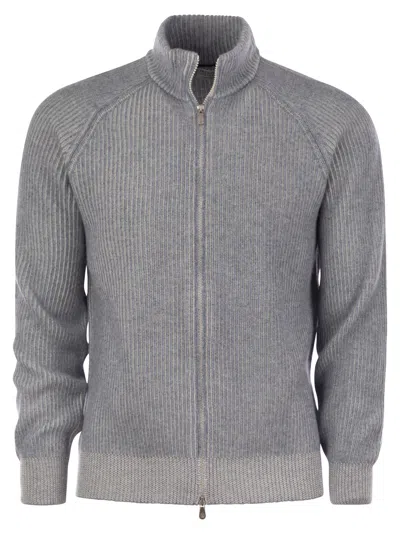 Brunello Cucinelli Ribbed Cashmere Sweater With Half Zip