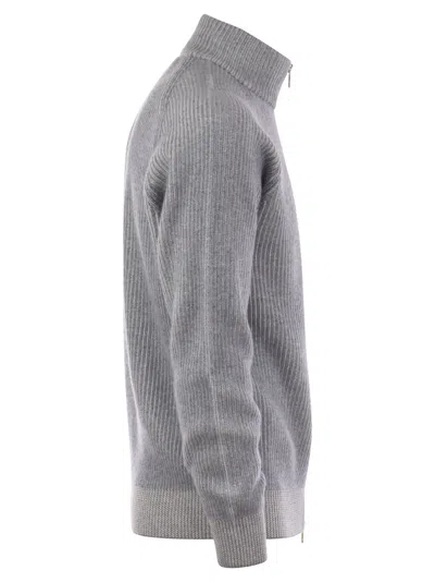 Brunello Cucinelli Ribbed Cashmere Sweater With Half Zip
