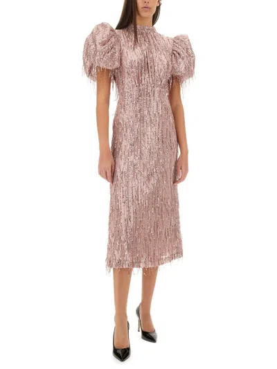 Rotate Birger Christensen Rotate Birgerchristensen Mini Dress With Bangs In Pink