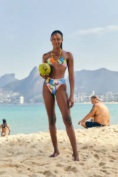 Farm Rio Araraquara High Waisted Bikini Bottom In Araraquara Blue