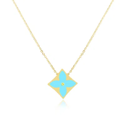 The Lovery Turquoise Luxe Flower Necklace In Blue