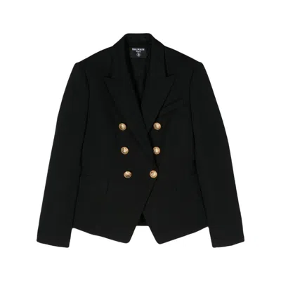 Balmain 6-button Double-breasted Wool Blazer In Black