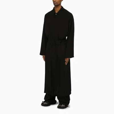 Balenciaga District Check Nylon Trench Coat With Pocket Design