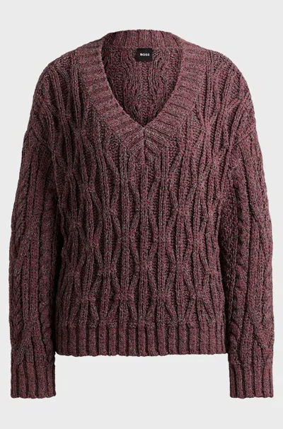 Hugo Boss V-neck Sweater With Structured Knit
