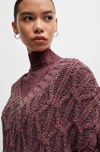 Hugo Boss V-neck Sweater With Structured Knit