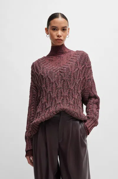 Hugo Boss V-neck Sweater With Structured Knit