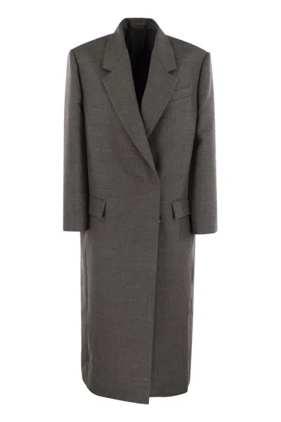 Brunello Cucinelli Grey Oversized Double-breasted Coat