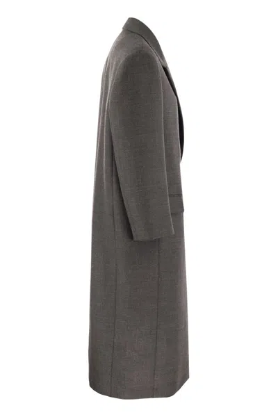 Brunello Cucinelli Grey Oversized Double-breasted Coat