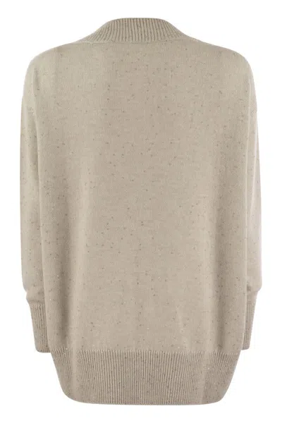 Brunello Cucinelli Cashmere And Silk Sweater With Micro Sequins