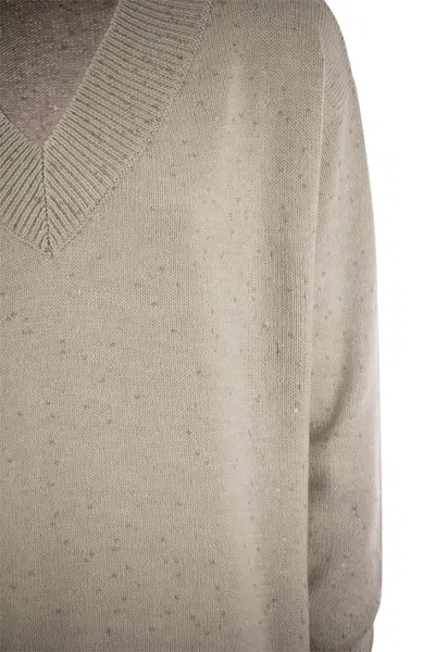 Brunello Cucinelli Cashmere And Silk Sweater With Micro Sequins