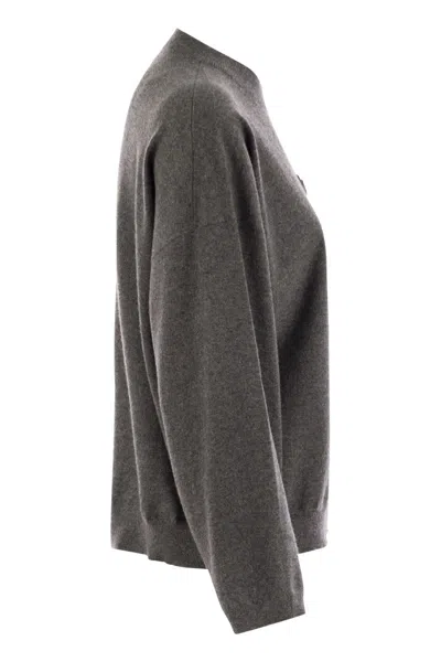 Brunello Cucinelli Women's Cashmere Sweater With Breast Pocket And Necklace