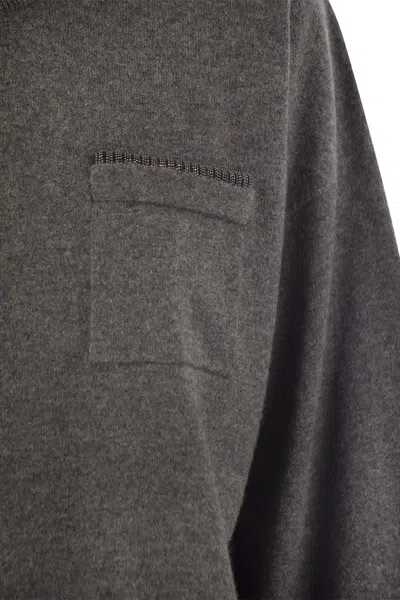 Brunello Cucinelli Women's Cashmere Sweater With Breast Pocket And Necklace