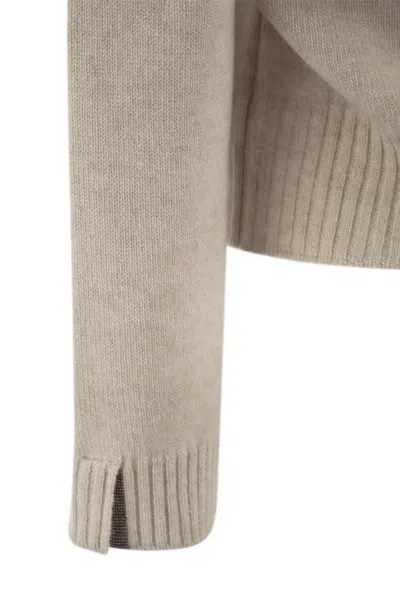 Brunello Cucinelli Women's Cashmere Sweater With Shiny Cuff Details