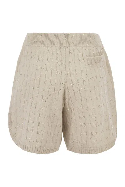 Brunello Cucinelli Women's Cotton Knit Shorts With Sequins