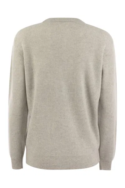 Brunello Cucinelli Women English Rib Cashmere Sweater With Monile