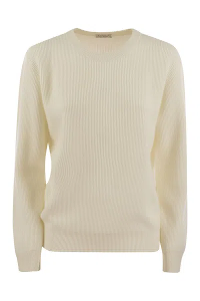 Brunello Cucinelli Women English Rib Cashmere Sweater With Monile
