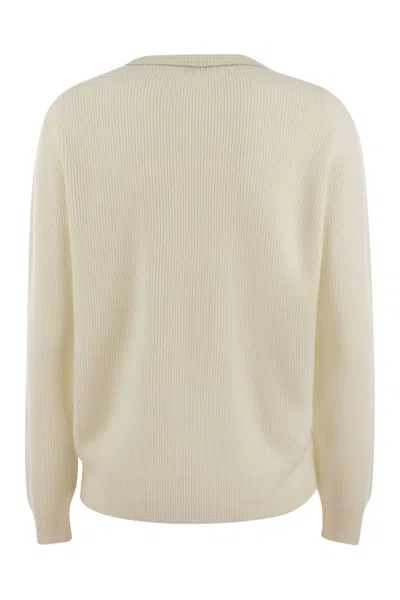 Brunello Cucinelli Women English Rib Cashmere Sweater With Monile