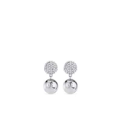 Jimmy Choo Embossed Logo Earrings In Silver