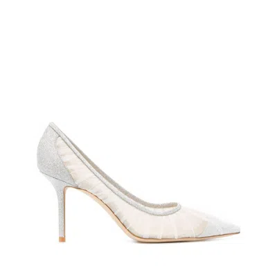 Jimmy Choo Love 100 Glittered Tulle And Canvas Pumps In White