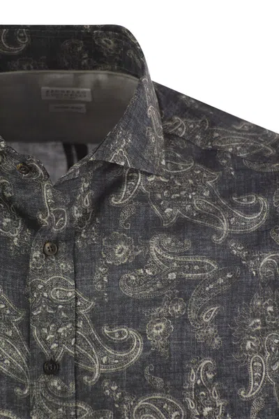Brunello Cucinelli Man Shirt Charcoal Size Xxl Cotton In Gray